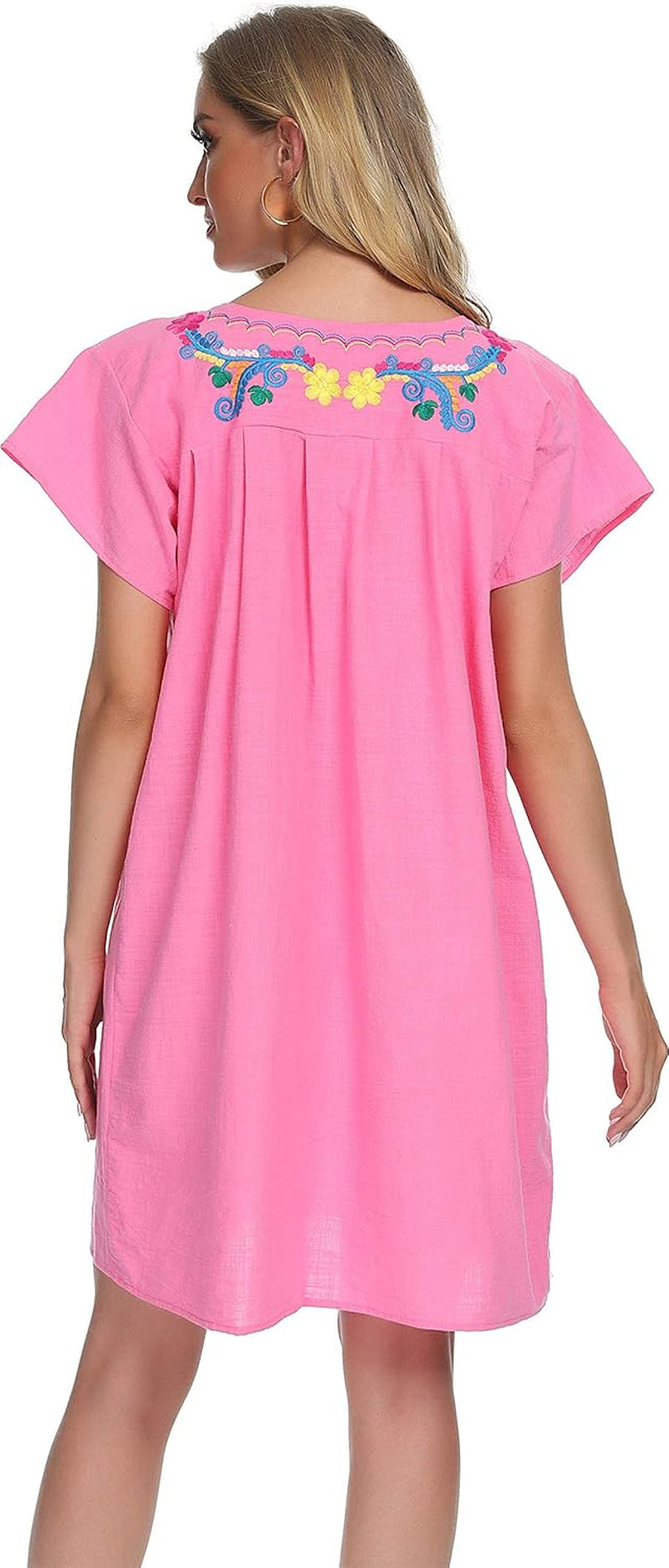 YZXDORWJ Women'S Casual Skirt Boho Mexican Peasant Dresse plus Size XXL Dress (225PINK, M)